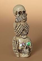 8 Inch Lighted Stacked Three Wise Skulls